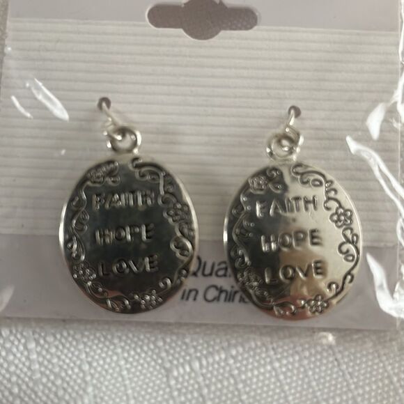 SILVER EARRINGS BUNDLE.  COWGIRL AND “FAITH HOPE LOVE” EARRINGS. - Picture 3 of 5